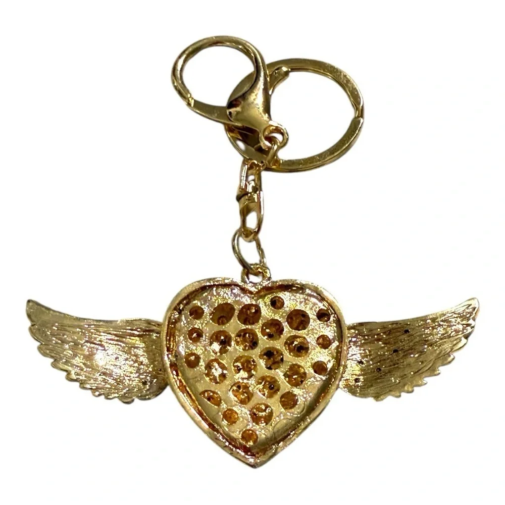 Winged Heart Keychain / Bag Charm – Rhinestone Sparkle